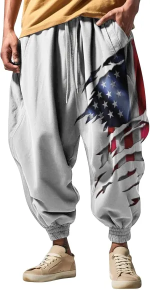 Mens Baggy Harem Pants Men Elastic Drawstring Cotton Pants Waist Waist Mid Casual Solid Mens Casual Cotton Linen