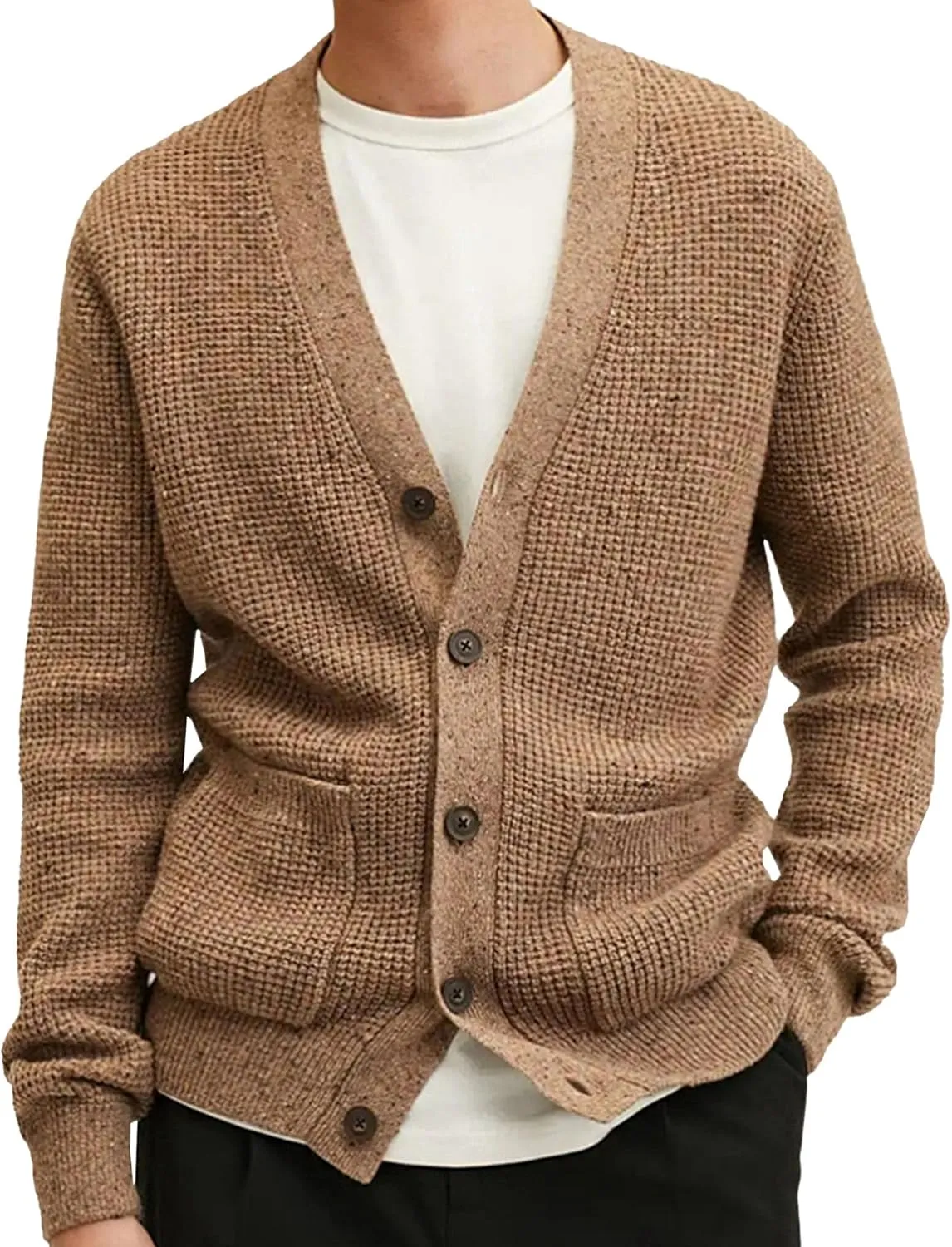 Mens Button Down Cardigan Sweaters Cable Knitted Ribbed Men Jackets Casual Long Sleeve Knitwear Cardigans