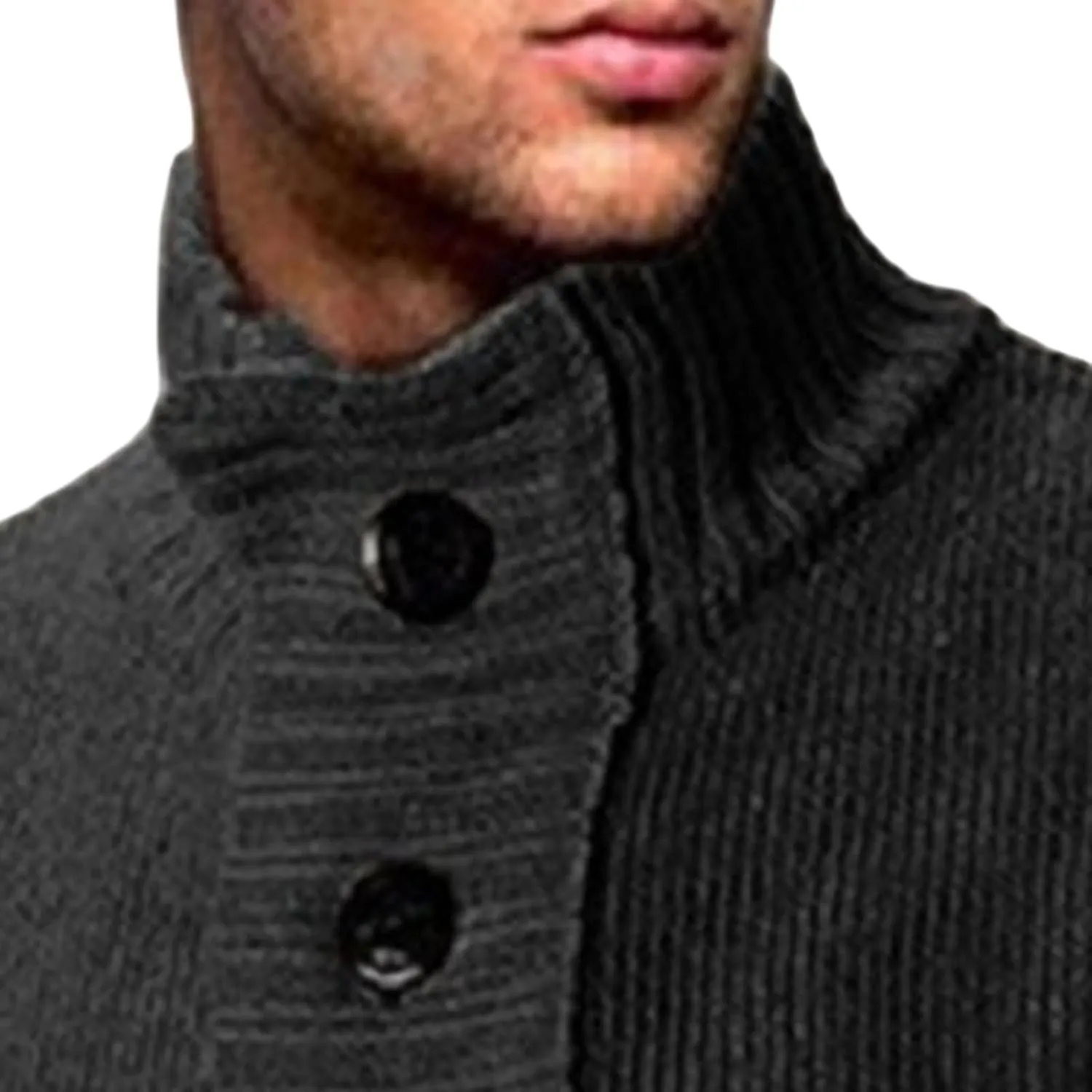 Men's Button Down Ribbed Cardigan Sweaters Stand Collar Cable Knit Sweater Loose Fit Long Sleeve Casual Cardigans