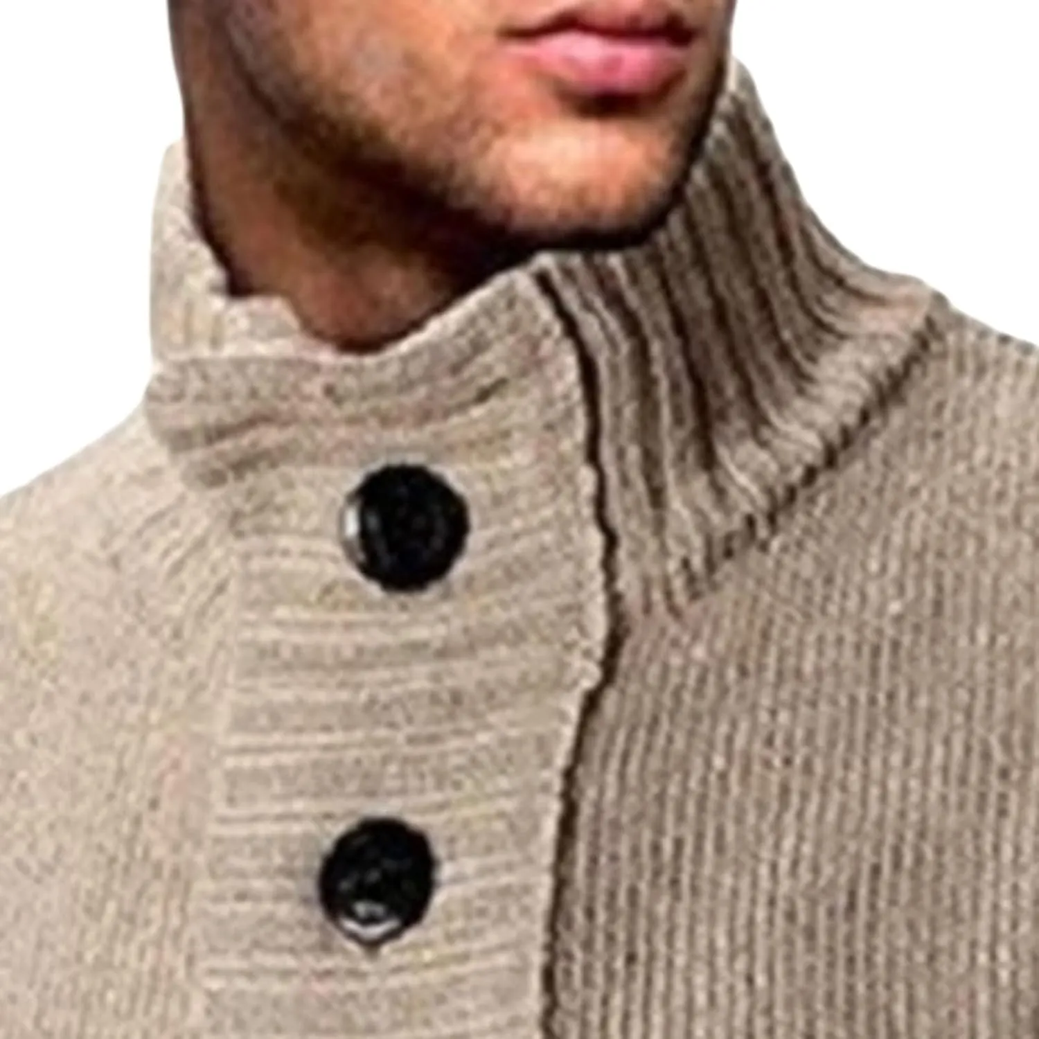Men's Button Down Ribbed Cardigan Sweaters Stand Collar Cable Knit Sweater Loose Fit Long Sleeve Casual Cardigans