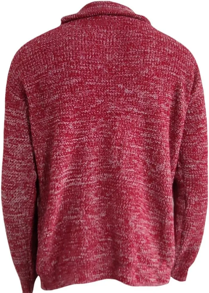 Men's Cable Knit Cardigan Sweater Collar Button Cardigans Slim Fit Sweaters Men Chunky Sweater with Pockets