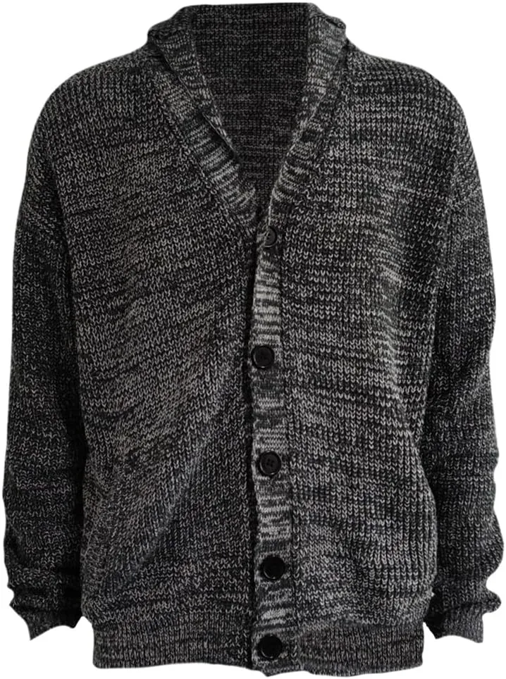 Men's Cable Knit Cardigan Sweater Collar Button Cardigans Slim Fit Sweaters Men Chunky Sweater with Pockets