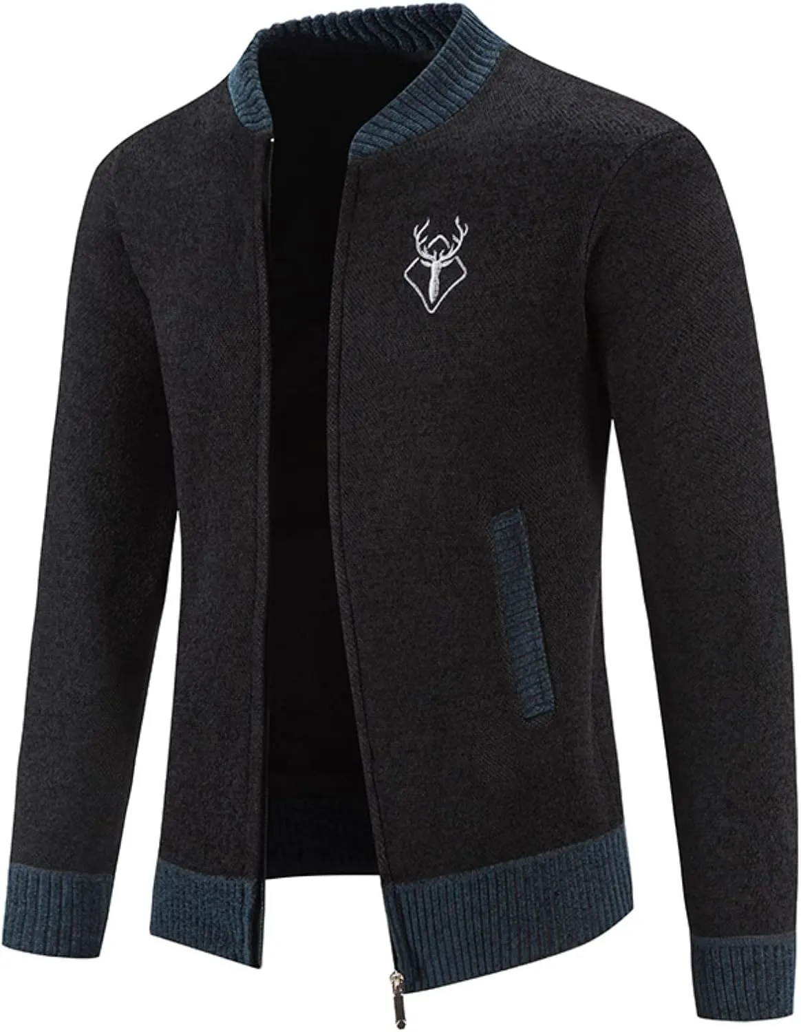 Mens Cardigan, Mens Cable Knit Cardigan Sweater Shawl Collar Loose Fit Long Sleeve Casual Cardigans with Pockets