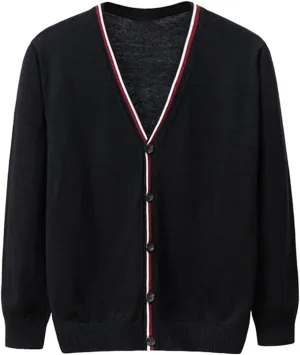 Men's Cardigan Sweater Cable Knitted Shawl Collar Cardigans for Men V Neck Long-Sleeve Button-Down Slim Fit Sweaters