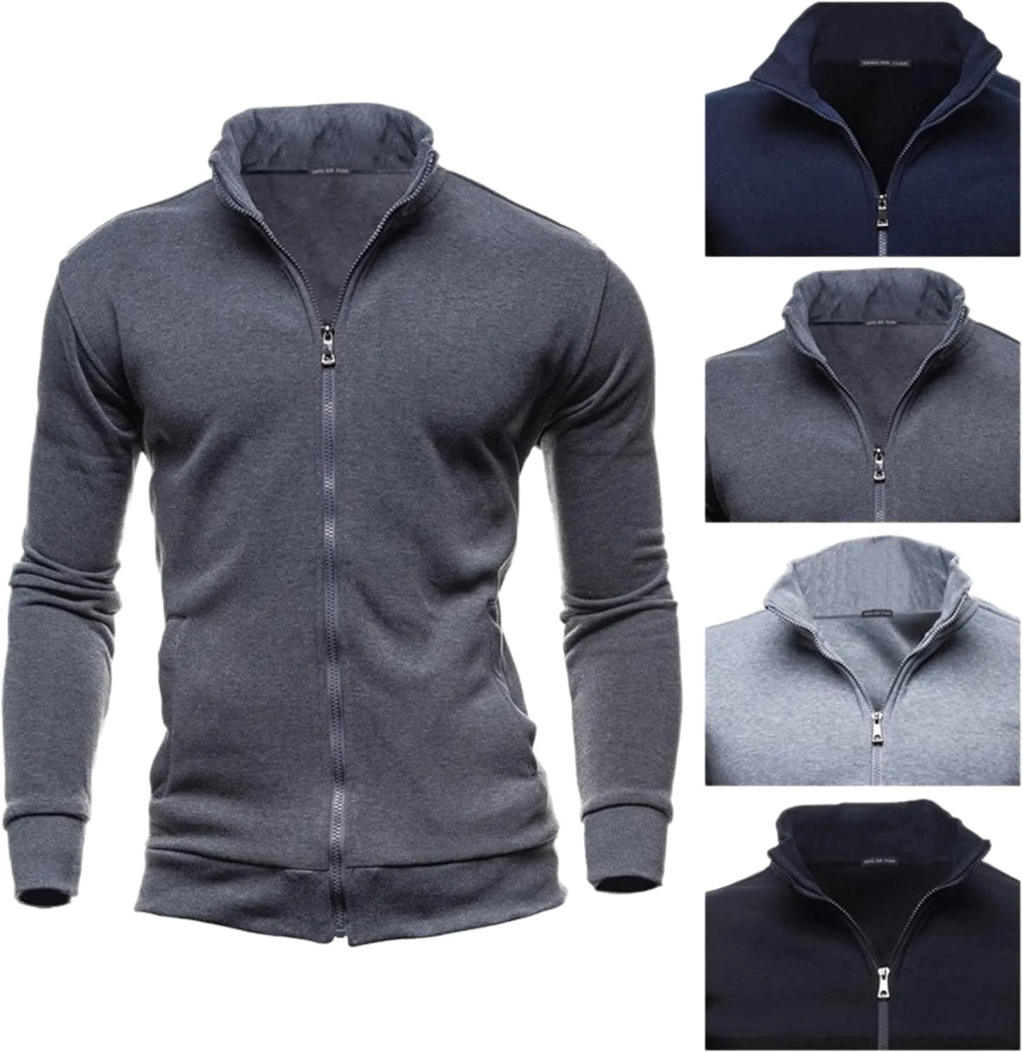 Men's Cardigan Sweater Casual Chunky Knit Lapel Collar Jacket Button Down Long Sleeve Sweater Fall Winter 2024