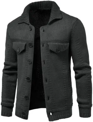 Men's Cardigan Sweaters Button Down Knit Sweater Open Front Cardigan Turn Down Collar Jacket Casual Winter Jackets