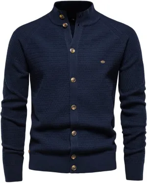 Men's Cardigan Sweaters Button Down Knit Sweater Stand Collar Sweaters Open Front Cardigan Casual Fall Tops