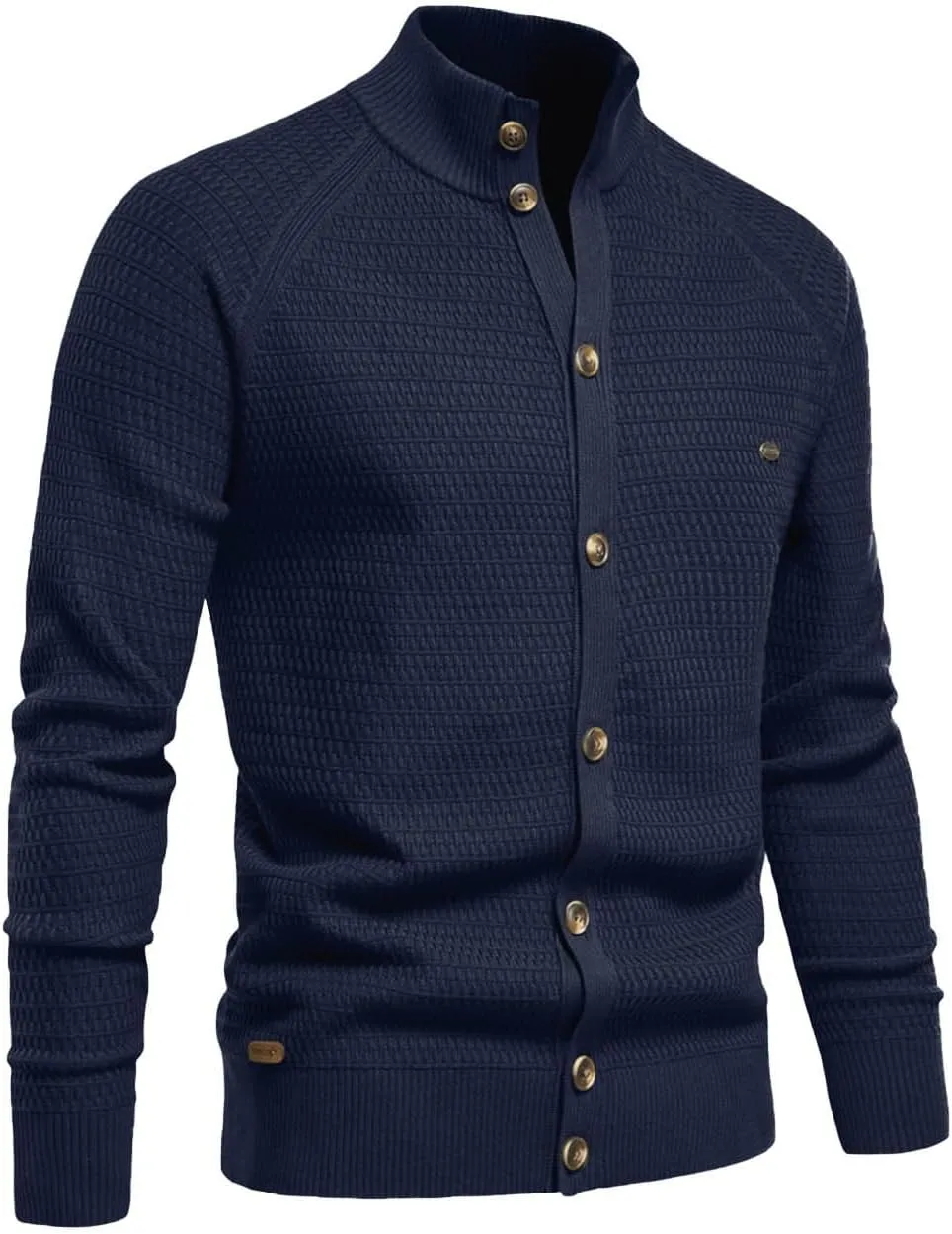Men's Cardigan Sweaters Button Down Knit Sweater Stand Collar Sweaters Open Front Cardigan Casual Fall Tops