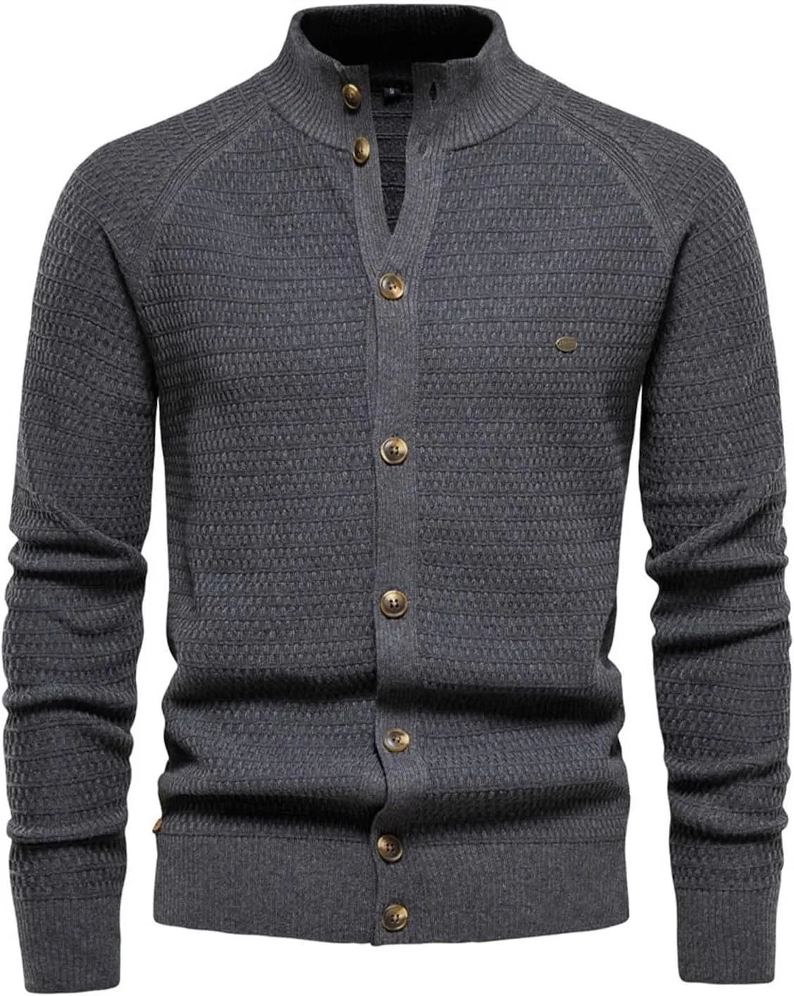 Men's Cardigan Sweaters Button Down Knit Sweater Stand Collar Sweaters Open Front Cardigan Casual Fall Tops