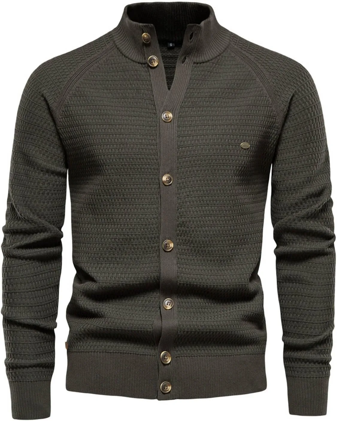 Men's Cardigan Sweaters Button Down Knit Sweater Stand Collar Sweaters Open Front Cardigan Casual Fall Tops