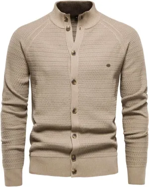 Men's Cardigan Sweaters Button Down Knit Sweater Stand Collar Sweaters Open Front Cardigan Casual Fall Tops