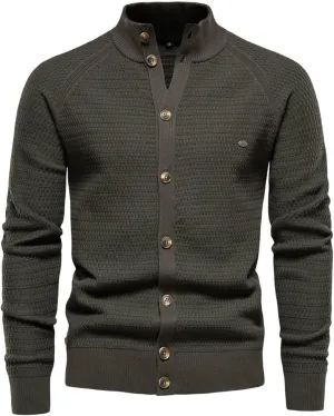 Men's Cardigan Sweaters Button Down Knit Sweater Stand Collar Sweaters Open Front Cardigan Casual Fall Tops