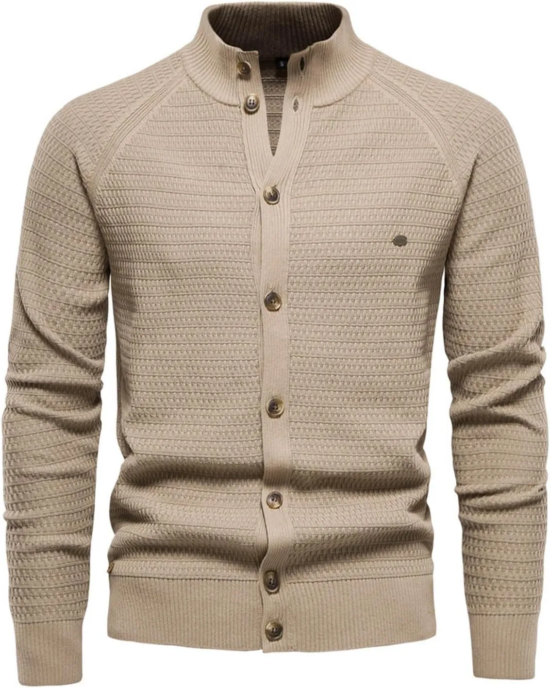 Men's Cardigan Sweaters Button Down Knit Sweater Stand Collar Sweaters Open Front Cardigan Casual Fall Tops