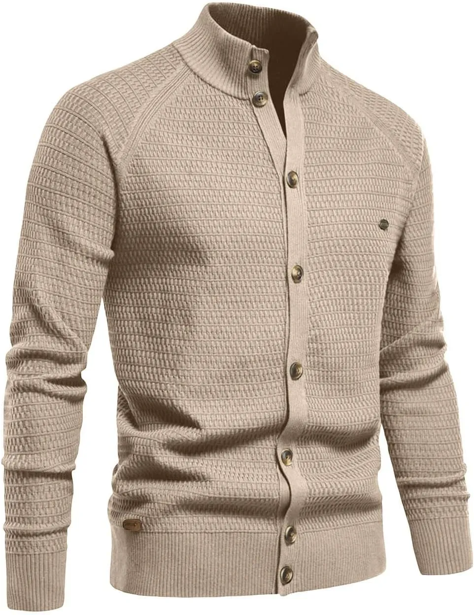 Men's Cardigan Sweaters Button Down Knit Sweater Stand Collar Sweaters Open Front Cardigan Casual Fall Tops