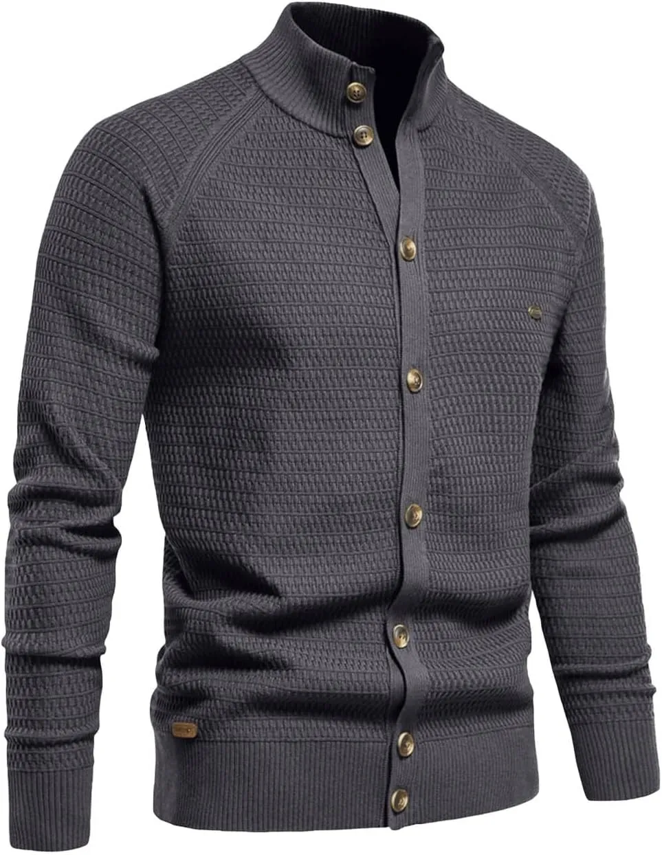 Men's Cardigan Sweaters Button Down Knit Sweater Stand Collar Sweaters Open Front Cardigan Casual Fall Tops