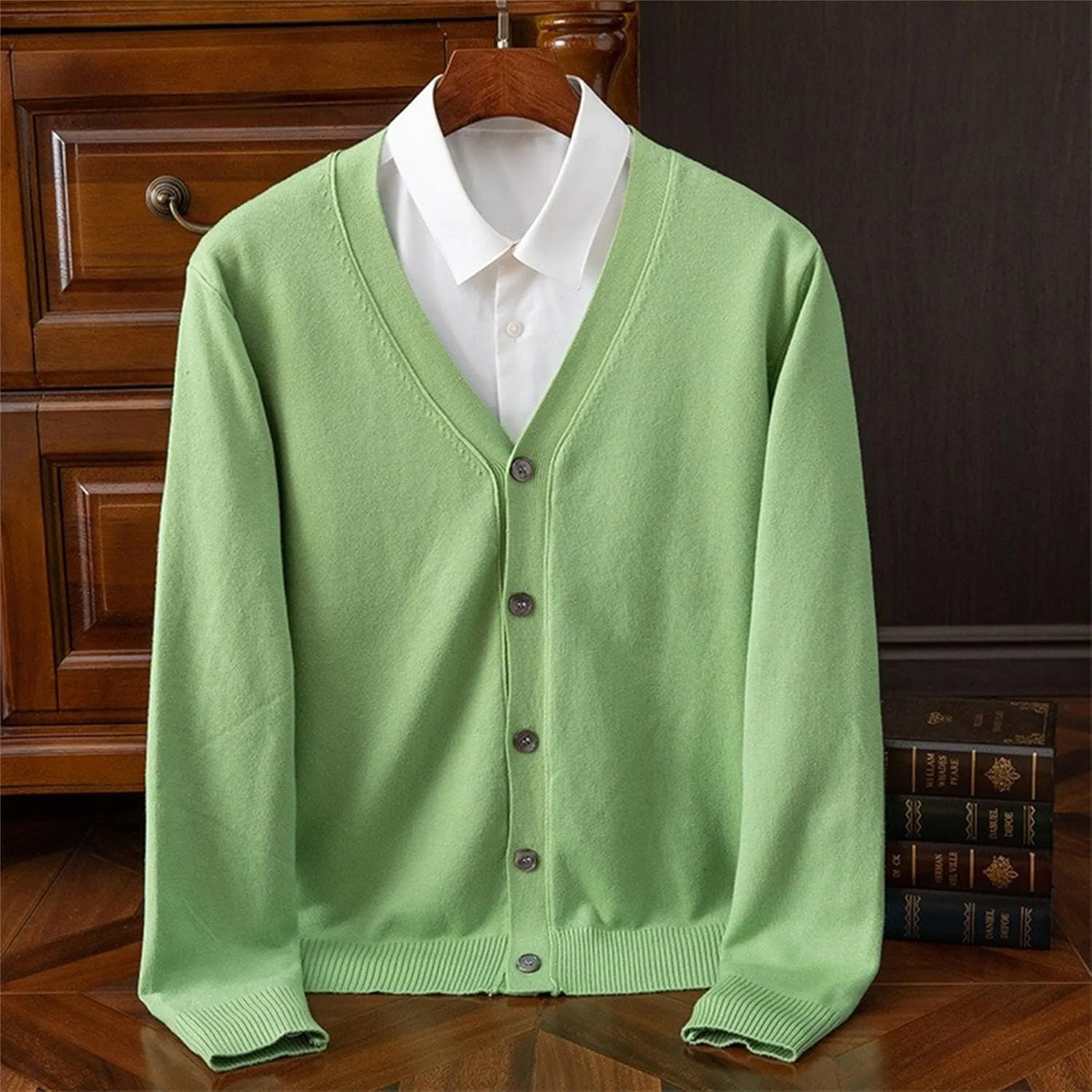 Men's Cardigan Sweaters Long Sleeve Cable Knit Cardigans Slim Fit Casual Button Down Ribbed Sweaters Outerwear