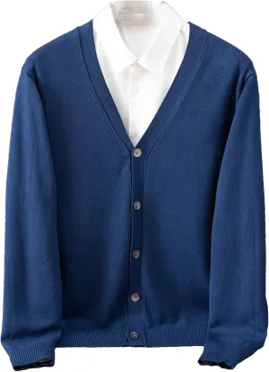 Men's Cardigan Sweaters Long Sleeve Cable Knit Cardigans Slim Fit Casual Button Down Ribbed Sweaters Outerwear