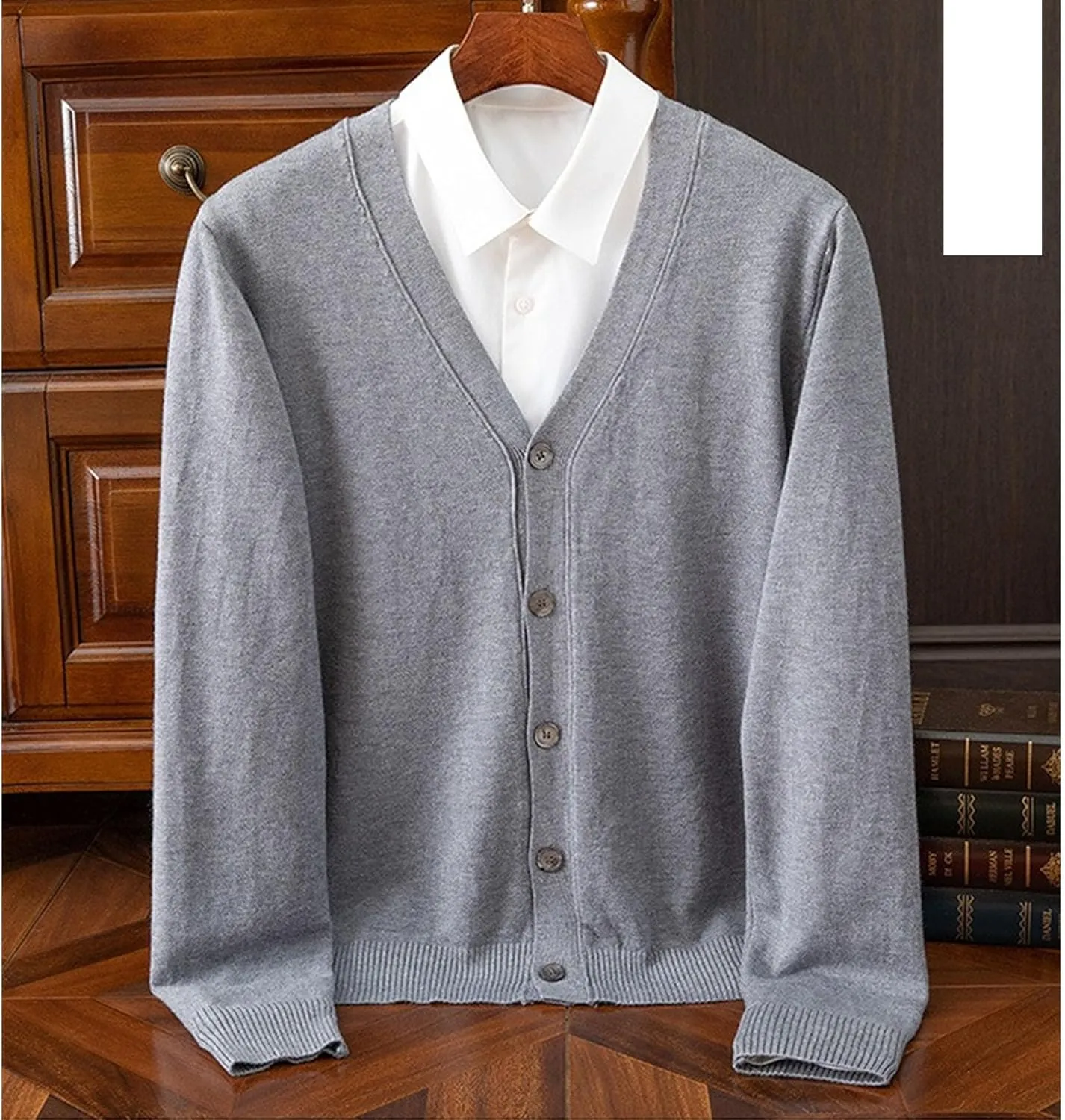 Men's Cardigan Sweaters Long Sleeve Cable Knit Cardigans Slim Fit Casual Button Down Ribbed Sweaters Outerwear