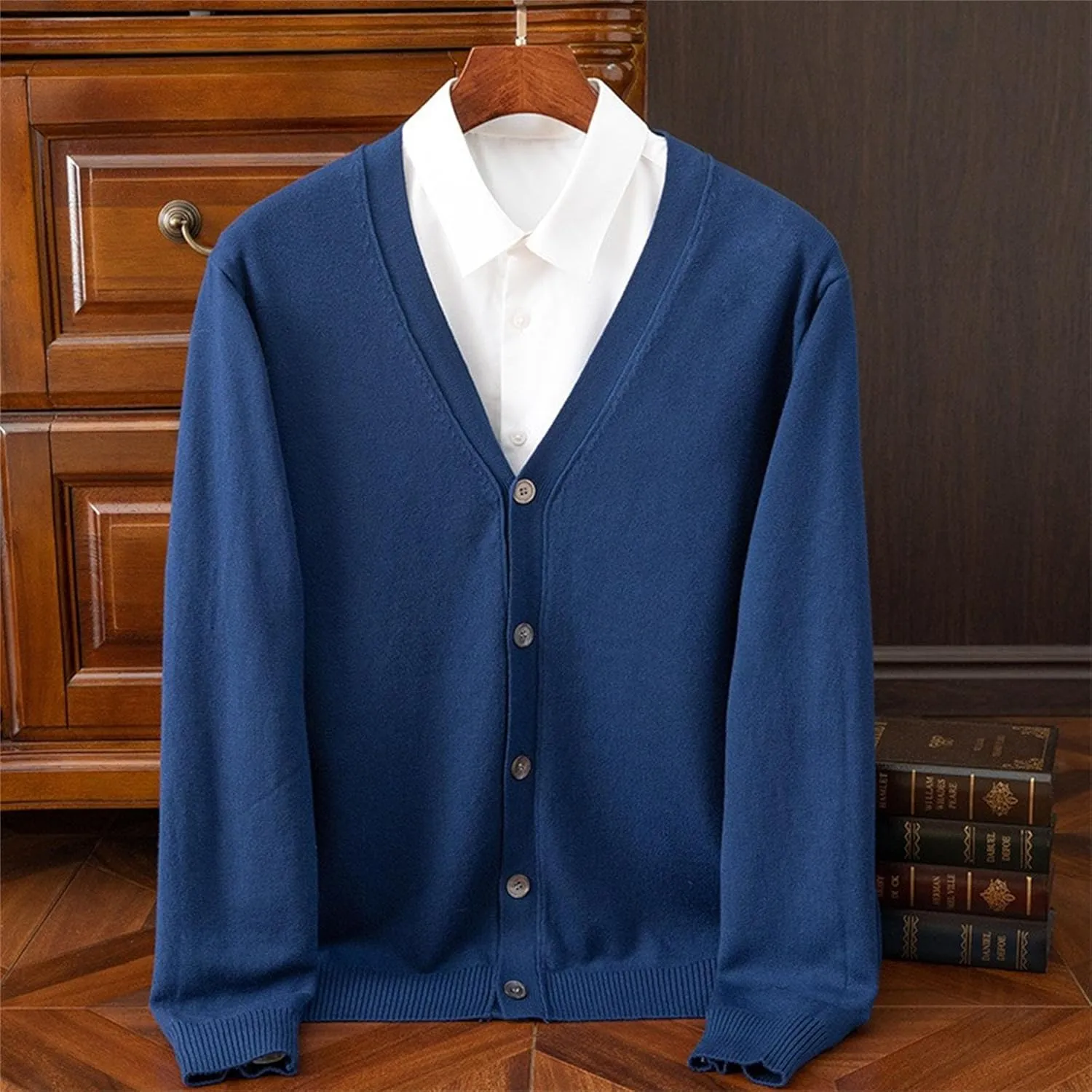 Men's Cardigan Sweaters Long Sleeve Cable Knit Cardigans Slim Fit Casual Button Down Ribbed Sweaters Outerwear