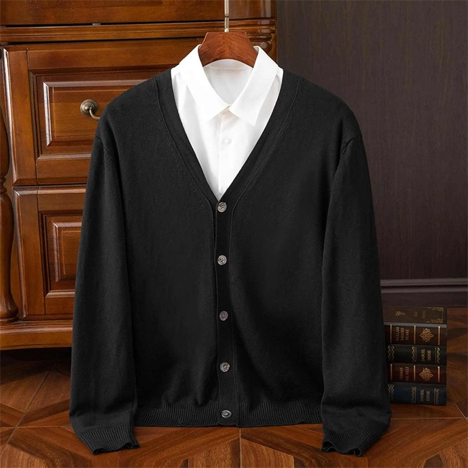 Men's Cardigan Sweaters Long Sleeve Cable Knit Cardigans Slim Fit Casual Button Down Ribbed Sweaters Outerwear