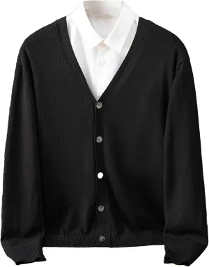 Men's Cardigan Sweaters Long Sleeve Cable Knit Cardigans Slim Fit Casual Button Down Ribbed Sweaters Outerwear
