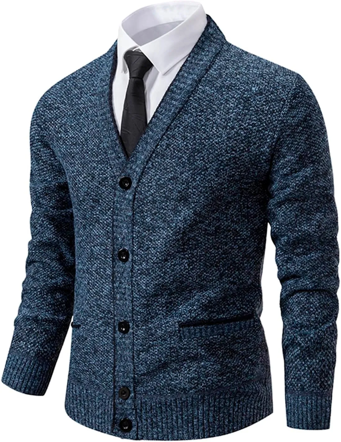Men's Cardigan Sweaters Slim Fit Casual Button Down Cable Knitted Sweater Long Sleeve V-Neck Fashion Cardigans Top