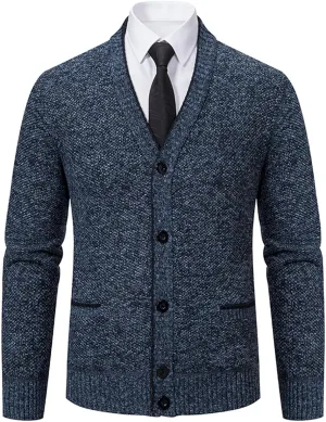Men's Cardigan Sweaters Slim Fit Casual Button Down Cable Knitted Sweater Long Sleeve V-Neck Fashion Cardigans Top