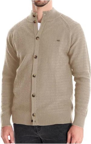 Men's Cardigan Sweaters Textured Button Down Sweater Open Front Cardigan Stand Collar Jacket Long Sleeve Cardigan
