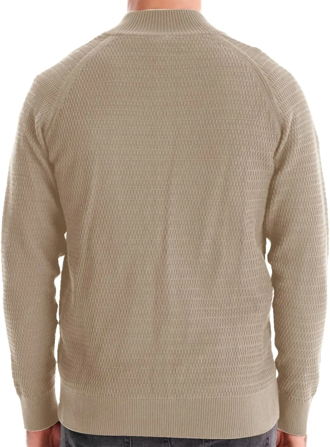 Men's Cardigan Sweaters Textured Button Down Sweater Open Front Cardigan Stand Collar Jacket Long Sleeve Cardigan