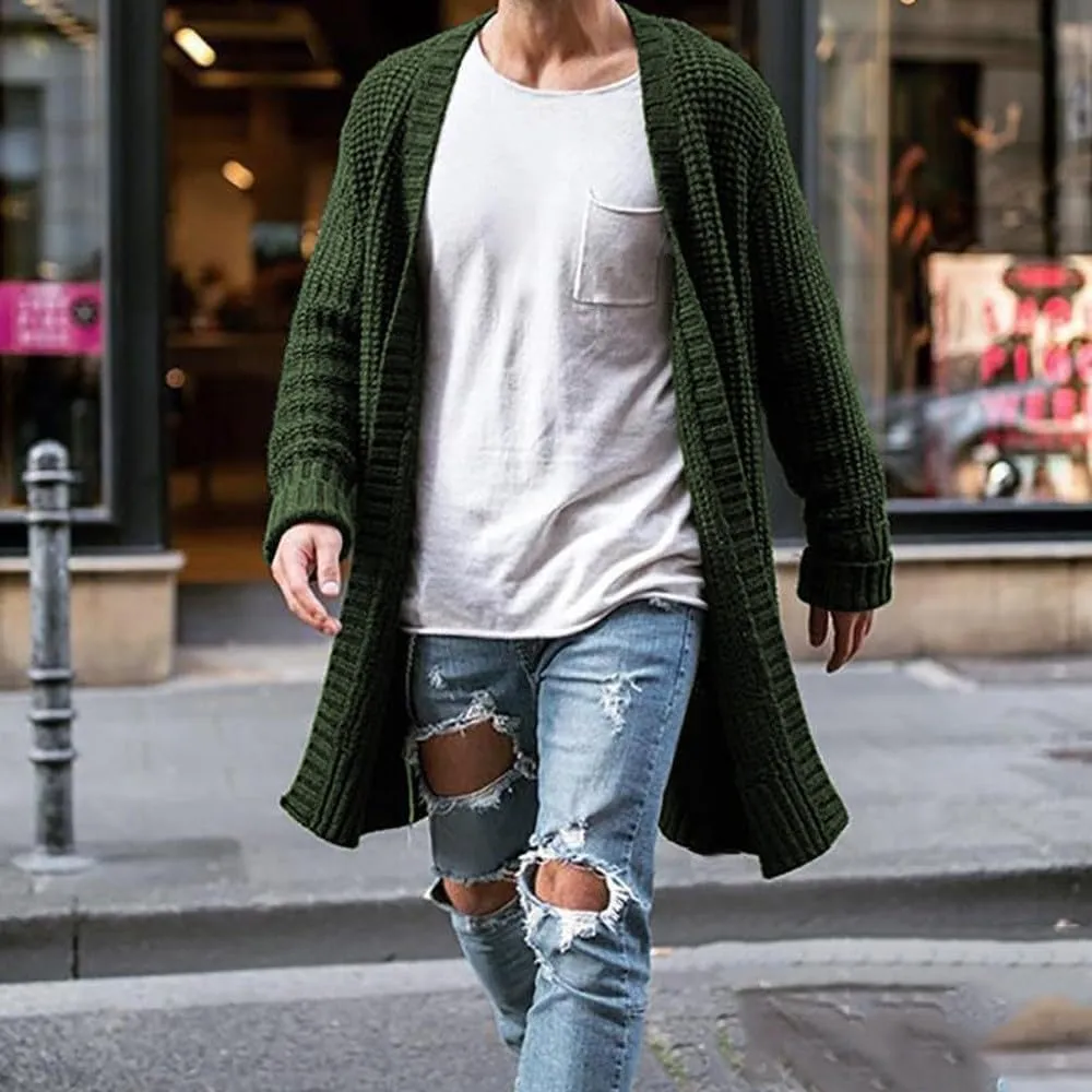 Men's Cardigan Sweaters with Buttons Knit Lapel Oversized Cardigan Thick Warm Casual Winter Cardigan
