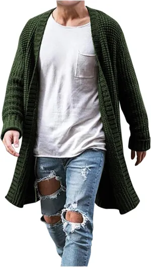 Men's Cardigan Sweaters with Buttons Knit Lapel Oversized Cardigan Thick Warm Casual Winter Cardigan