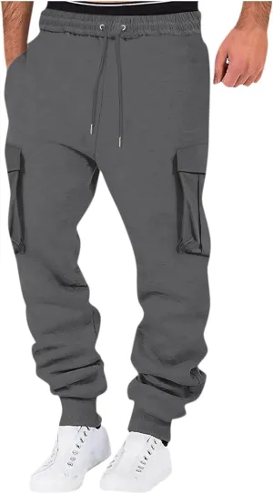Mens Cargo Pants Casual Color Mens Pants Pocket Bodybuilding Men's Track Training Pants Loose Straight Sweatpants