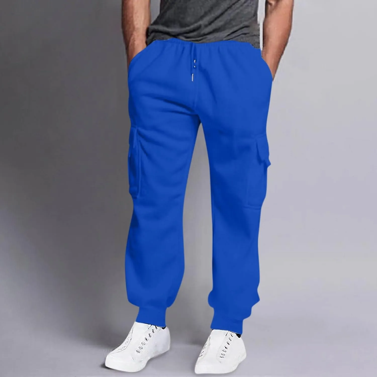 Mens Cargo Pants Casual Color Mens Pants Pocket Bodybuilding Men's Track Training Pants Loose Straight Sweatpants