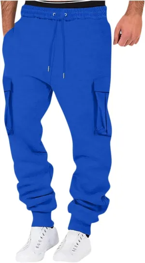 Mens Cargo Pants Casual Color Mens Pants Pocket Bodybuilding Men's Track Training Pants Loose Straight Sweatpants
