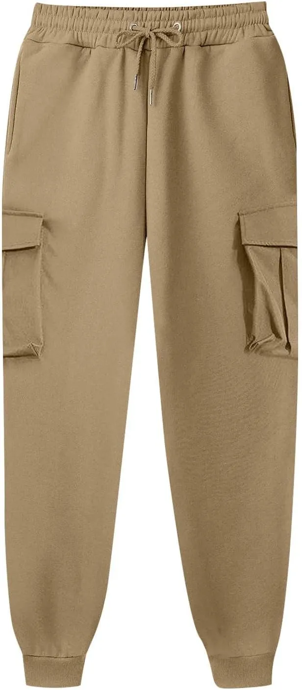 Mens Cargo Pants Casual Color Mens Pants Pocket Bodybuilding Men's Track Training Pants Loose Straight Sweatpants
