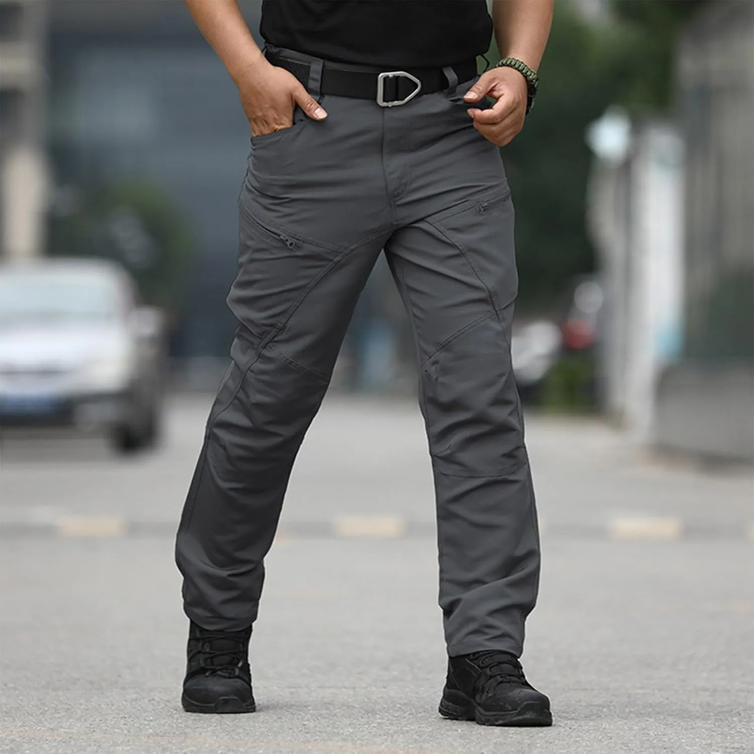Mens Cargo Pants Multi Pockets Work Pants Hiking Baggy Casual Trousers Water Resistant Straight Tactical Pants
