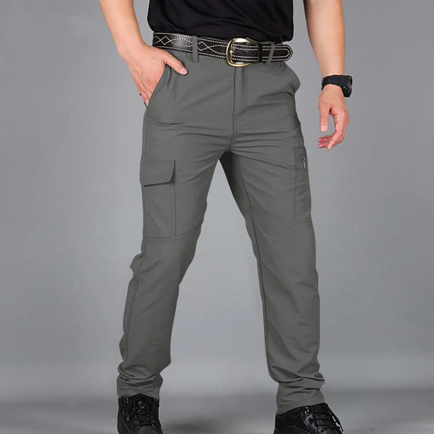 Mens Cargo Pants Stretch Camping Waterproof Outdoor Hiking Pants Travel Lightweight Camouflage Resistant Work Pants