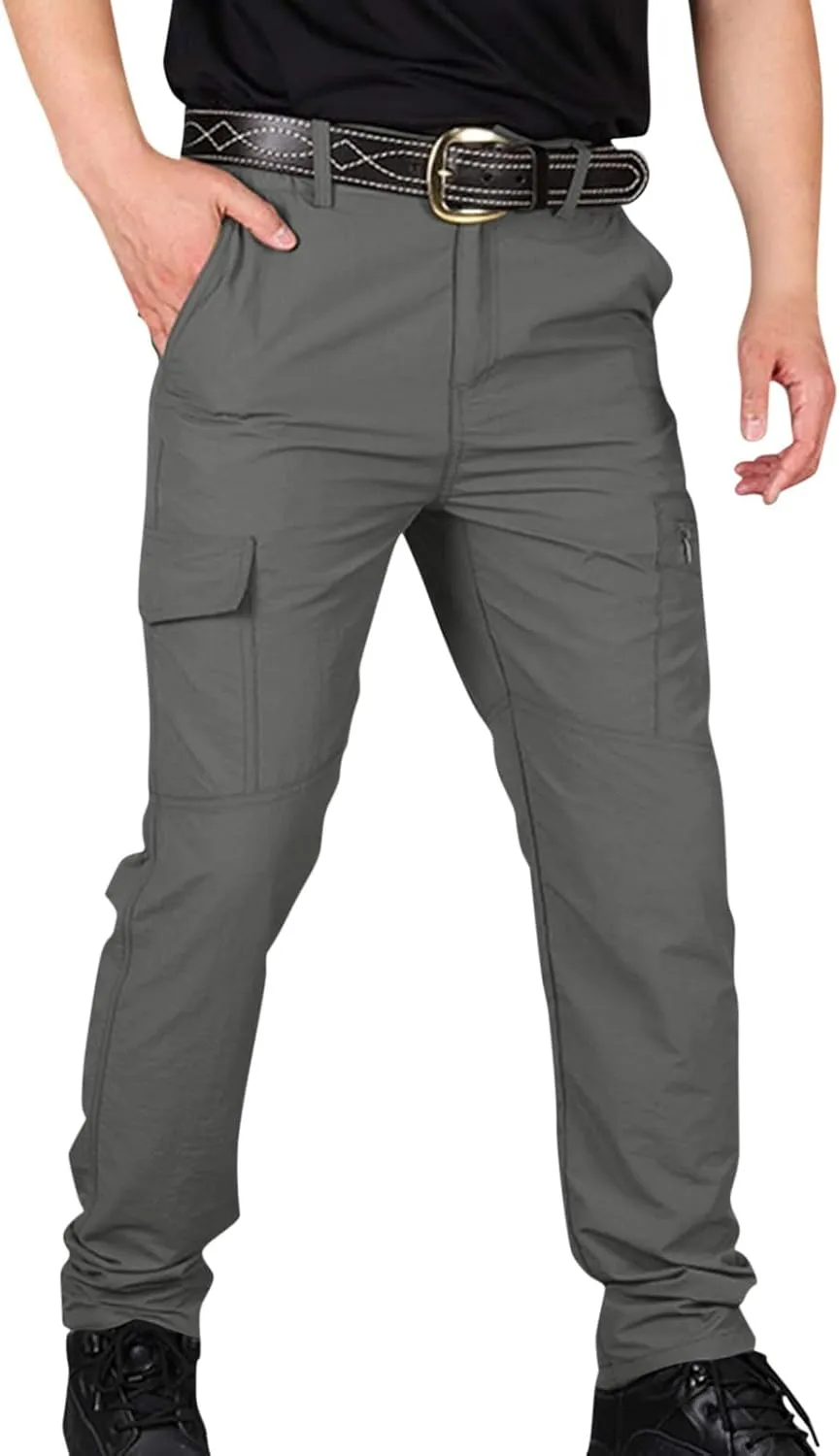 Mens Cargo Pants Stretch Camping Waterproof Outdoor Hiking Pants Travel Lightweight Camouflage Resistant Work Pants