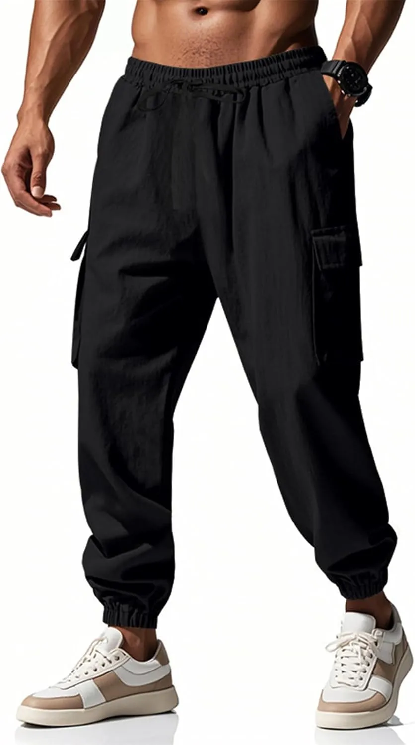 Mens Cargo Work Pants, Ripstop Stretch Tactical Pants, Outdoor Water Resistant Hiking Pants