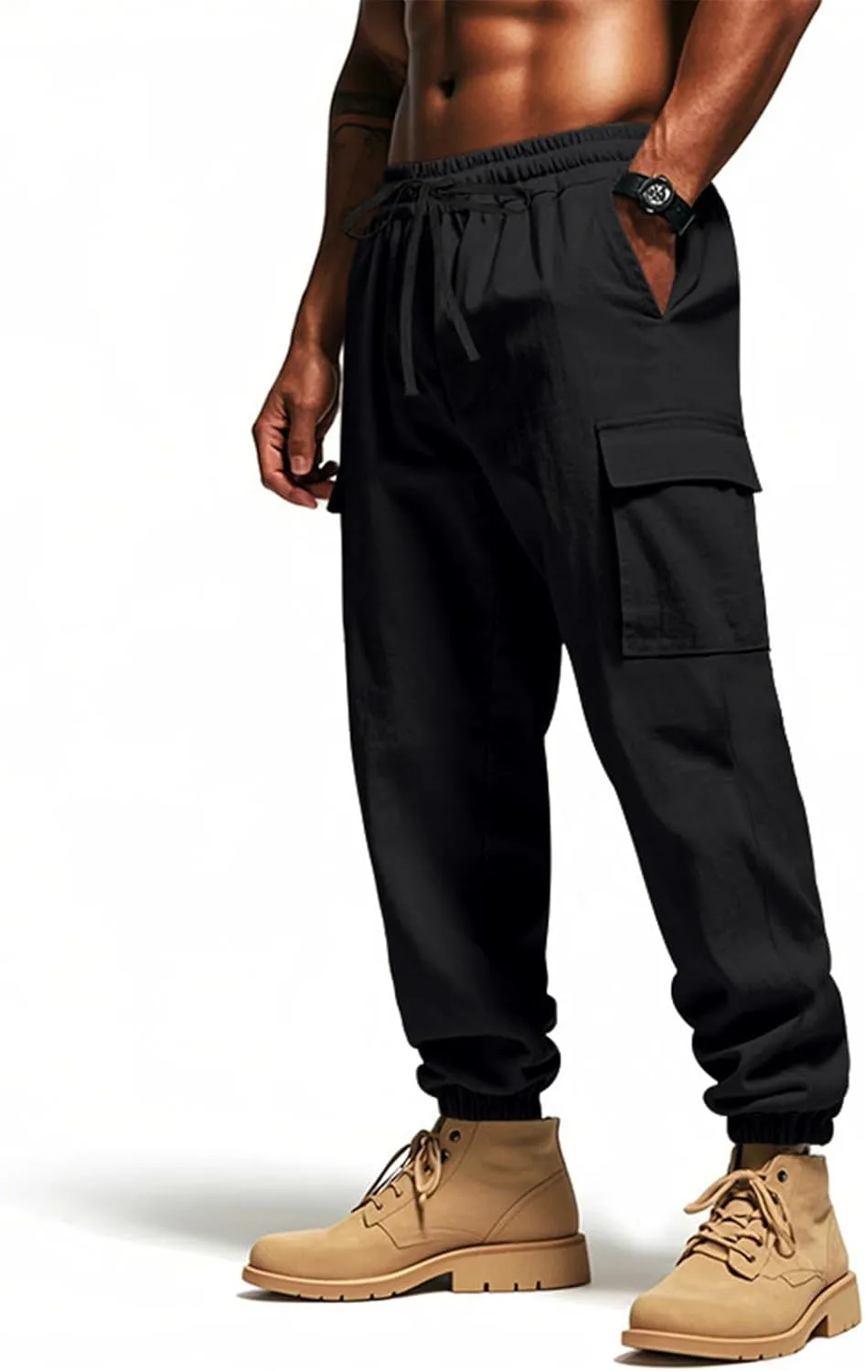 Mens Cargo Work Pants, Ripstop Stretch Tactical Pants, Outdoor Water Resistant Hiking Pants