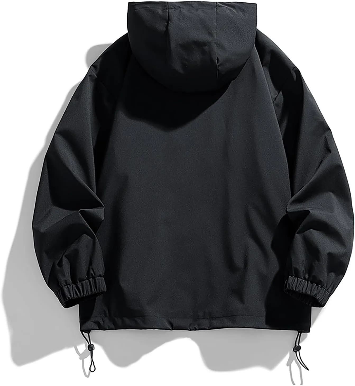 Men's Casual 2024 Drawstring Jacket Coats Trendy Loose Fit Long Sleeve With Zipper Classic Solid Hooded Jacket