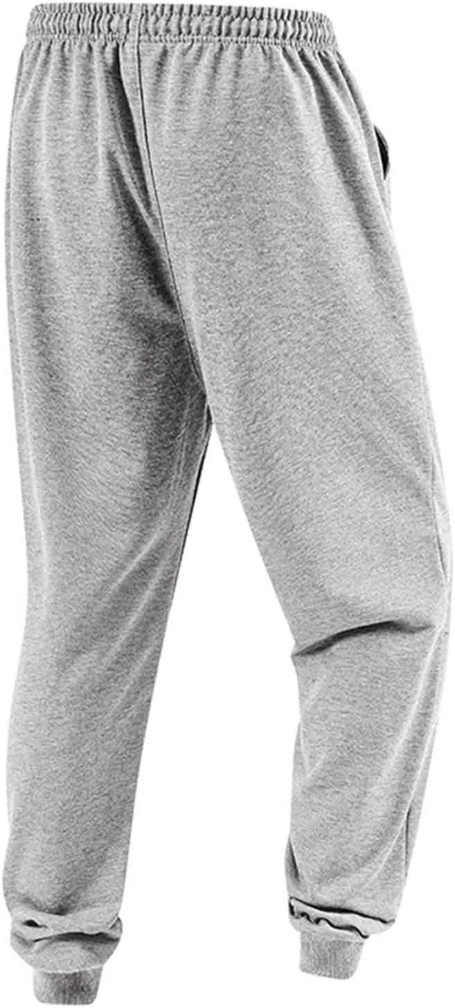 Mens Casual Athletic Sweatpants Drawstring Elastic Waist Solid Tapered Pants Outdoor Active Workout Jogger Track Pant