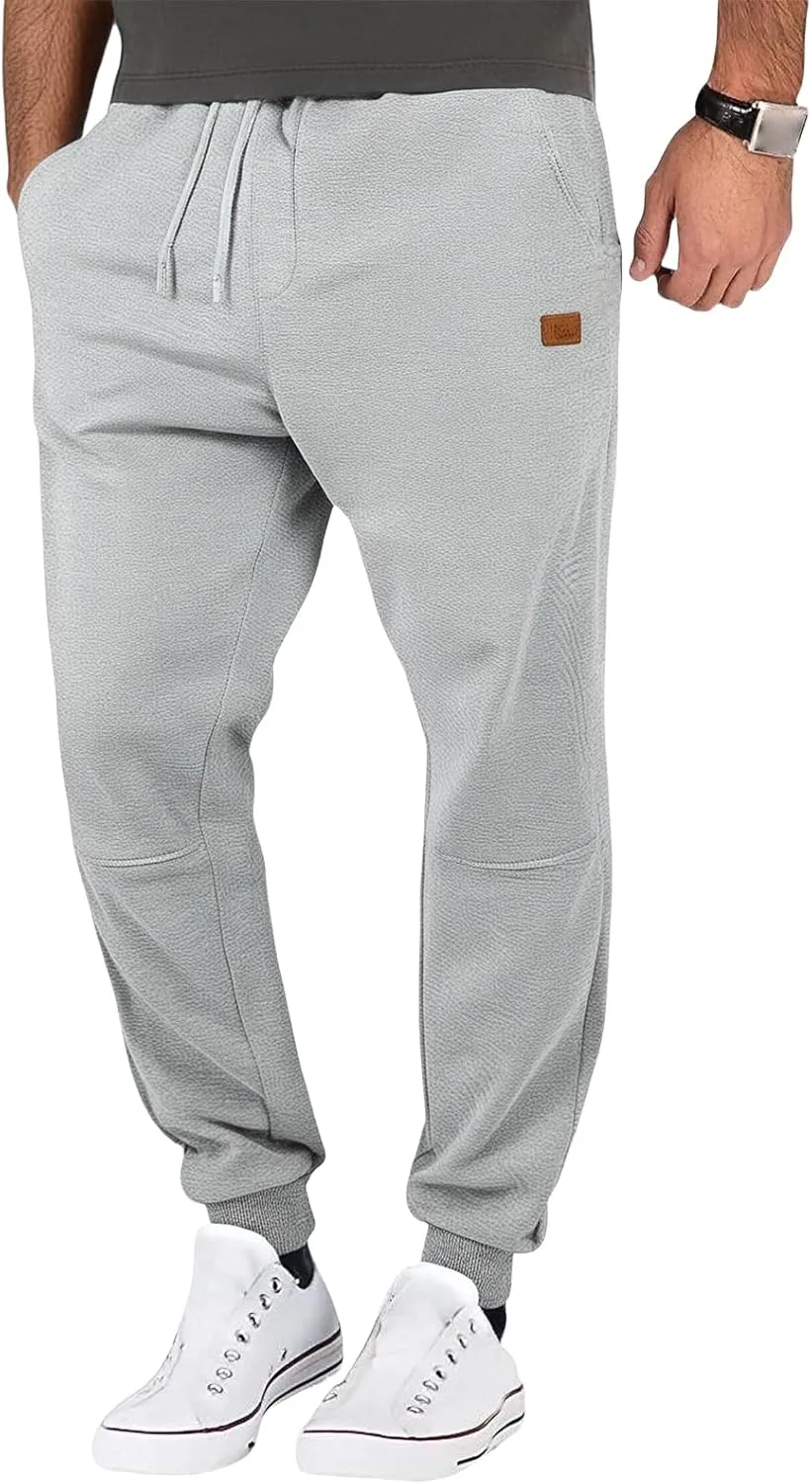Mens Casual Athletic Sweatpants Drawstring Elastic Waist Solid Tapered Pants Outdoor Active Workout Jogger Track Pant