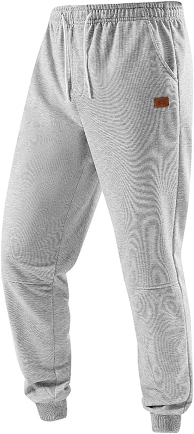 Mens Casual Athletic Sweatpants Drawstring Elastic Waist Solid Tapered Pants Outdoor Active Workout Jogger Track Pant