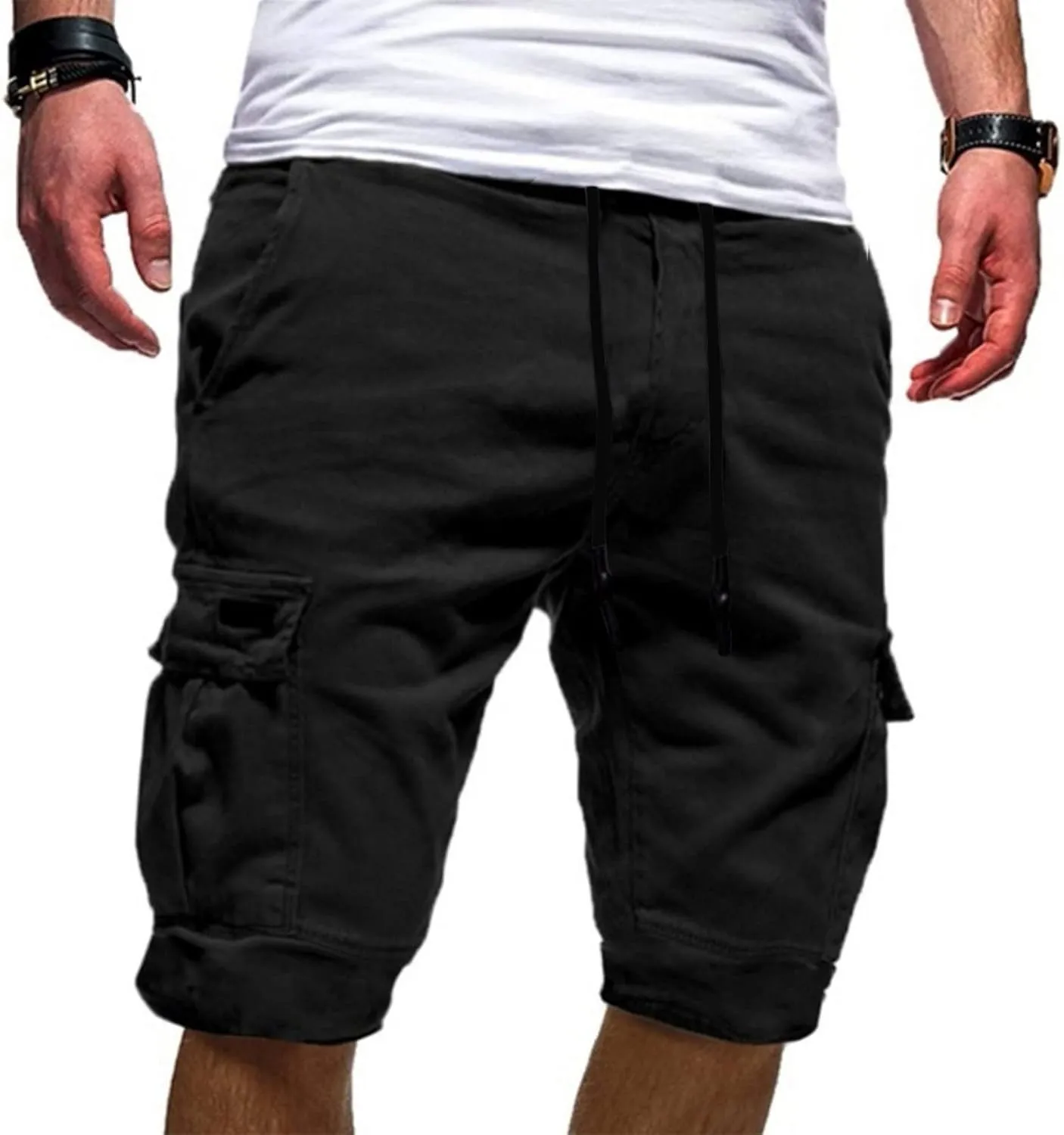 Men's Casual Cargo Shorts Classic Fit Athletic Shorts Cotton Cargo Shorts for Men Summer Beach Shorts with 4 Pockets
