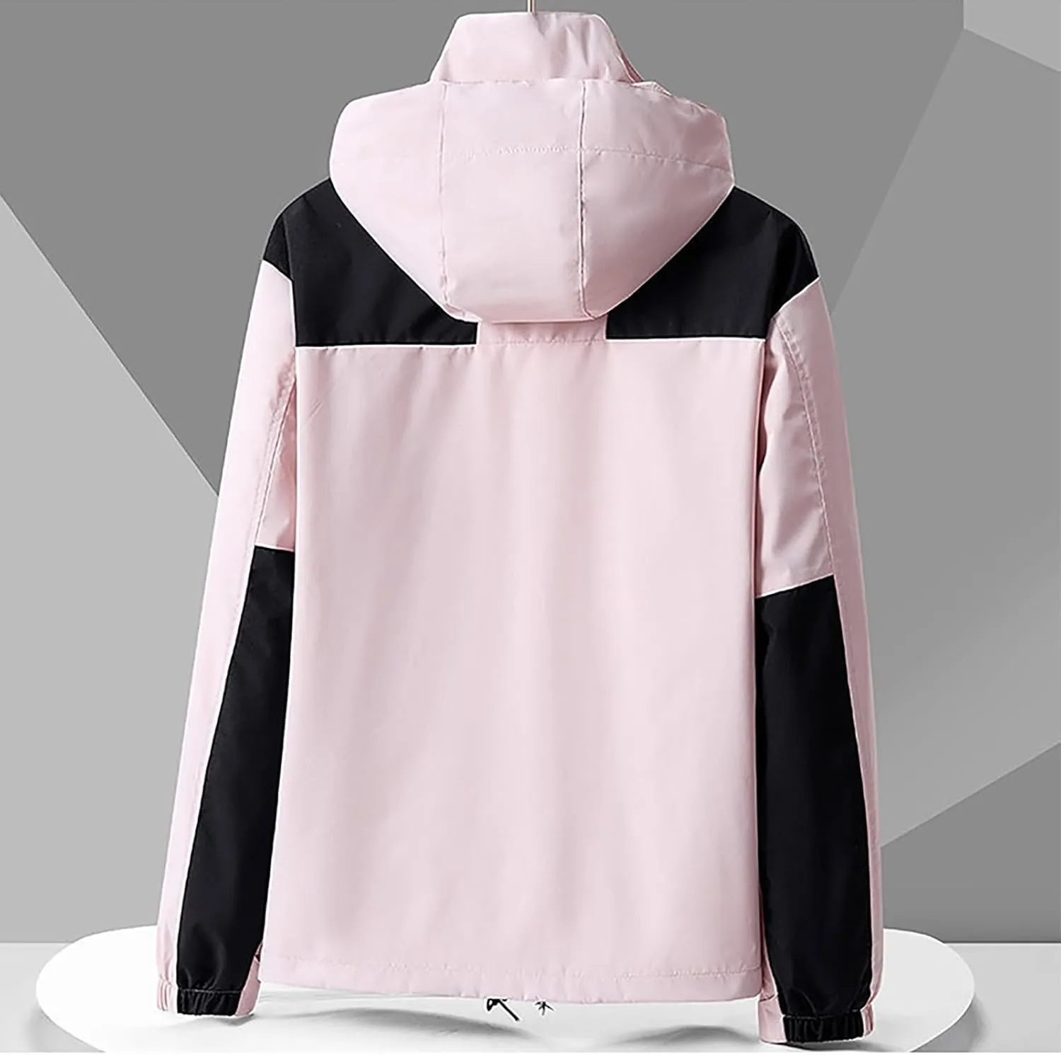 Men's Casual Hooded Jacket Coats Fashion Winter Loose Color Blocking Waterproof Outdoor Long Sleeved Windproof Jacket