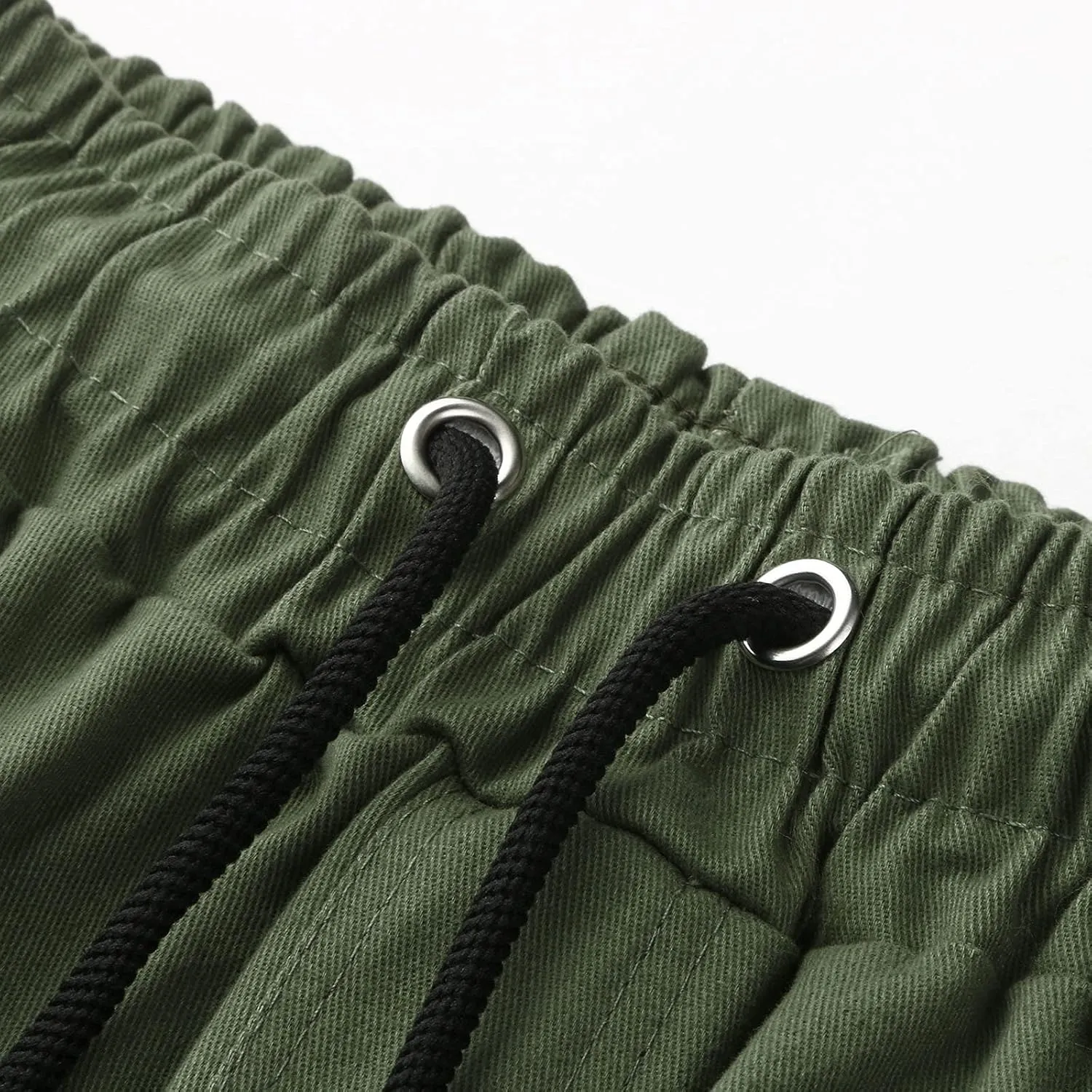 Men's Casual Joggers Pants Trendy Drawstring Solid Cargo Pants Hiking Outdoor Twill Track Jogger Sweatpants