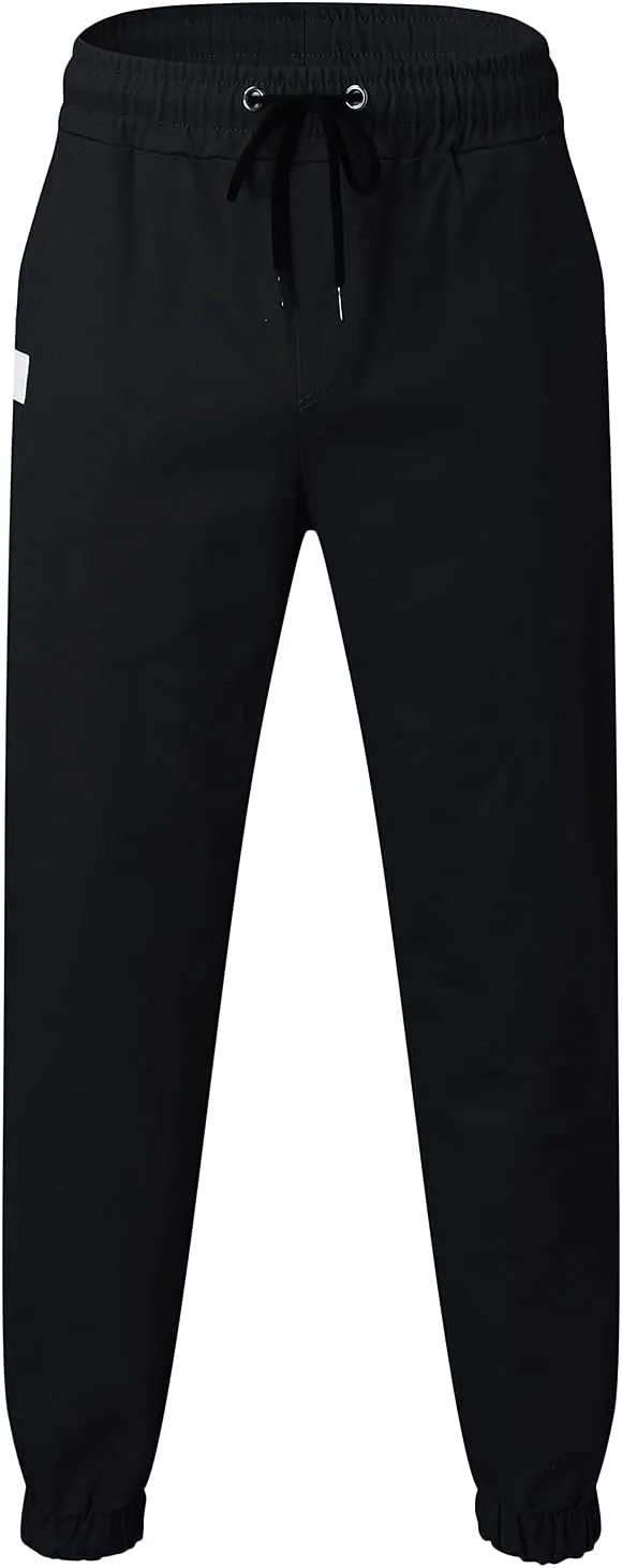 Men's Casual Joggers Pants Trendy Drawstring Solid Cargo Pants Hiking Outdoor Twill Track Jogger Sweatpants
