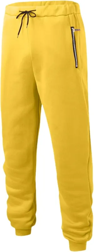 Men's Casual Joggers Sweatpants, Baggy Elastic Waist Drawstring Trousers Workout Long Sweat Pants with Zipper Pockets
