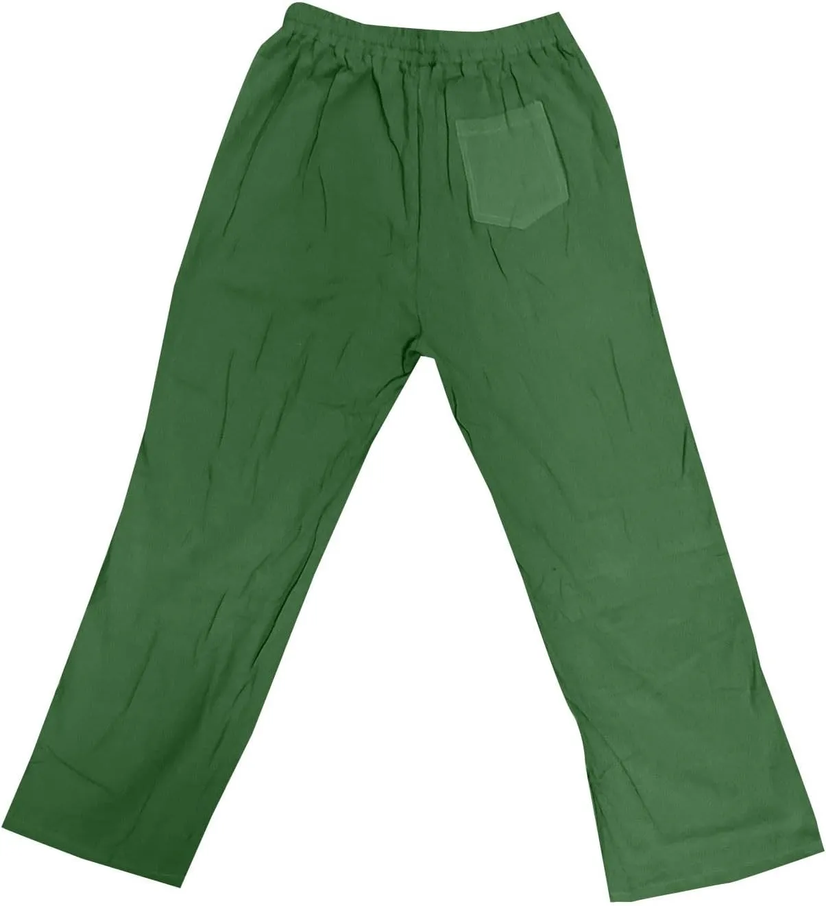 Men's Casual Linen Pants Elastic Waist Drawstring Beach Summer Pant Lightweight Straight Legs Loose Fit Trousers